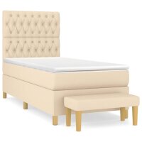 WOWONA Boxspringbett mit Matratze Creme 90x200 cm Stoff