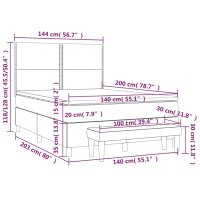 vidaXL Boxspringbett mit Matratze Dunkelgrau 140x200 cm Stoff