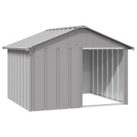 vidaXL Hundehütte Grau 116,5x103x81,5 cm Verzinkter...