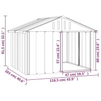 vidaXL Hundeh&uuml;tte Grau 116,5x103x81,5 cm Verzinkter Stahl