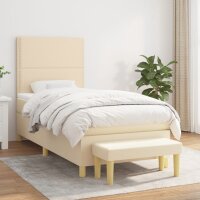 WOWONA Boxspringbett mit Matratze Creme 90x200 cm Stoff