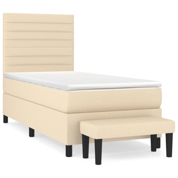 WOWONA Boxspringbett mit Matratze Creme 100x200 cm Stoff