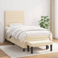 WOWONA Boxspringbett mit Matratze Creme 100x200 cm Stoff