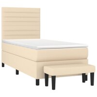 WOWONA Boxspringbett mit Matratze Creme 100x200 cm Stoff