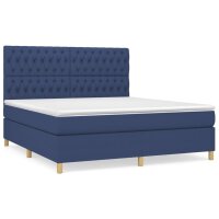 vidaXL Boxspringbett mit Matratze Blau 180x200 cm Stoff