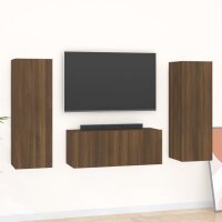 vidaXL 3-tlg. TV-Schrank-Set Braun Eichen-Optik...