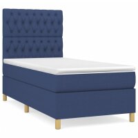 WOWONA Boxspringbett mit Matratze Blau 90x190 cm Stoff