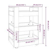 vidaXL K&uuml;chenwagen Schwarz 60x45x80 cm Holzwerkstoff