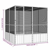 vidaXL Vogelk&auml;fig Grau 213,5x217,5x211,5 cm Verzinkter Stahl