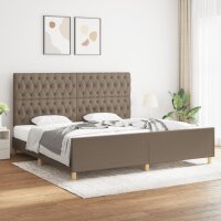 WOWONA Bettgestell mit Kopfteil Taupe 200x200 cm Stoff