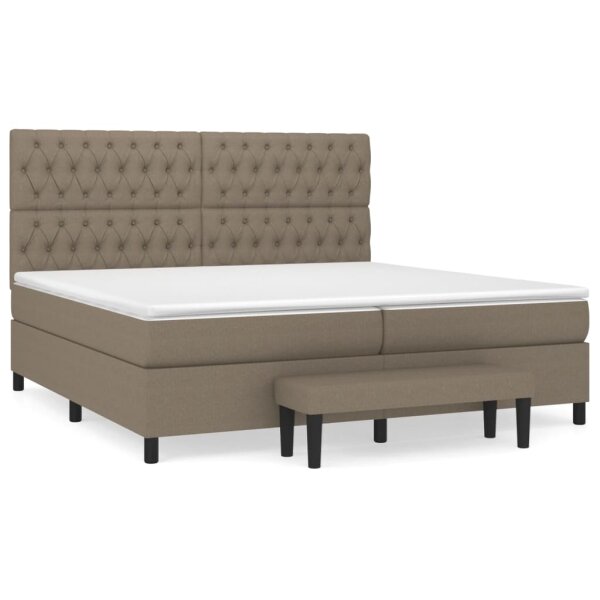 WOWONA Boxspringbett mit Matratze Taupe 200x200 cm Stoff