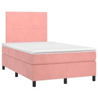 vidaXL Boxspringbett mit Matratze Rosa 120x200 cm Samt