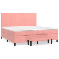 vidaXL Boxspringbett mit Matratze Rosa 200x200 cm Samt