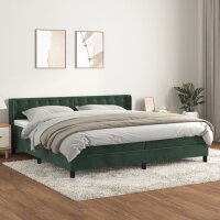 WOWONA Boxspringbett mit Matratze Dunkelgr&uuml;n 200x200 cm Samt