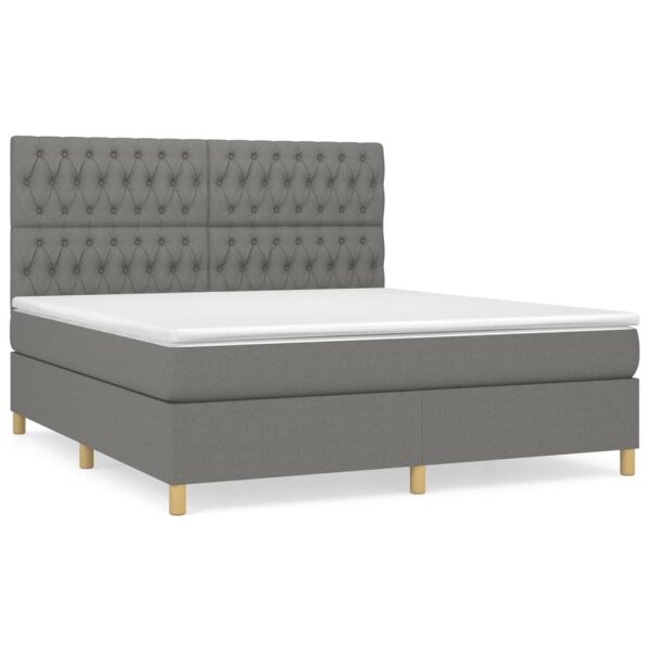 vidaXL Boxspringbett mit Matratze Dunkelgrau 180x200 cm Stoff