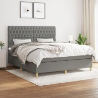 vidaXL Boxspringbett mit Matratze Dunkelgrau 180x200 cm Stoff