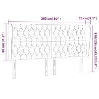 vidaXL Kopfteil mit Ohren Dunkelbraun 203x23x118/128 cm Stoff