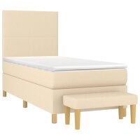 vidaXL Boxspringbett mit Matratze Creme 90x190 cm Stoff