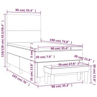 vidaXL Boxspringbett mit Matratze Creme 90x190 cm Stoff