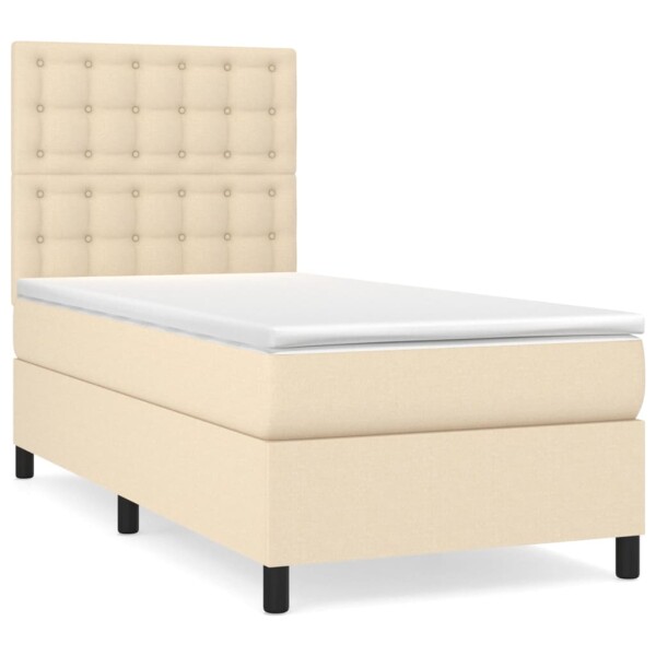 vidaXL Boxspringbett mit Matratze Creme 90x190 cm Stoff