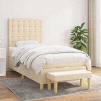 vidaXL Boxspringbett mit Matratze Creme 90x190 cm Stoff