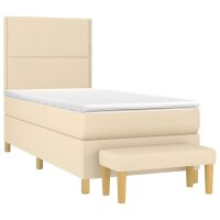 vidaXL Boxspringbett mit Matratze Creme 90x190 cm Stoff