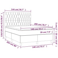 vidaXL Boxspringbett mit Matratze Dunkelgrau 140x200 cm Stoff