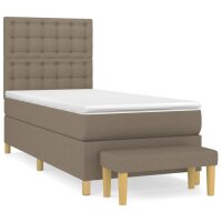 vidaXL Boxspringbett mit Matratze Taupe 90x200 cm Stoff