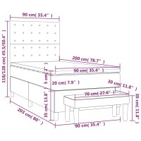 vidaXL Boxspringbett mit Matratze Taupe 90x200 cm Stoff