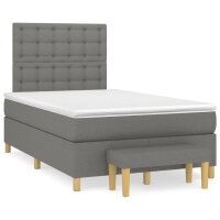 vidaXL Boxspringbett mit Matratze Dunkelgrau 120x200 cm Stoff