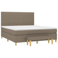 vidaXL Boxspringbett mit Matratze Taupe 180x200 cm Stoff