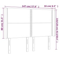 vidaXL Kopfteil mit Ohren Hellgrau 147x16x118/128 cm Stoff