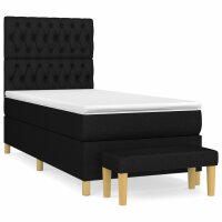 vidaXL Boxspringbett mit Matratze Schwarz 90x200 cm Stoff