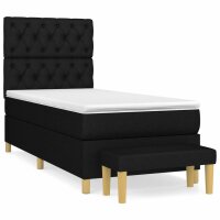 vidaXL Boxspringbett mit Matratze Schwarz 80x200 cm Stoff