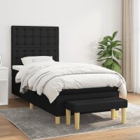 vidaXL Boxspringbett mit Matratze Schwarz 80x200 cm Stoff