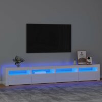 WOWONA TV-Schrank mit LED-Leuchten Hochglanz-Wei&szlig; 240x35x40 cm