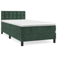 vidaXL Boxspringbett mit Matratze Dunkelgr&uuml;n 90x200 cm Samt