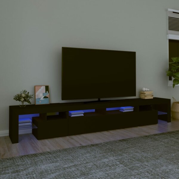 WOWONA TV-Schrank mit LED-Leuchten Schwarz 260x36,5x40 cm