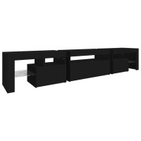 WOWONA TV-Schrank mit LED-Leuchten Schwarz 215x36,5x40 cm