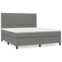 vidaXL Boxspringbett mit Matratze Dunkelgrau 180x200 cm Stoff