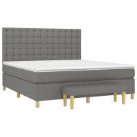 vidaXL Boxspringbett mit Matratze Dunkelgrau 180x200 cm Stoff