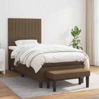 vidaXL Boxspringbett mit Matratze Dunkelbraun 90x190 cm Stoff