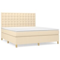 vidaXL Boxspringbett mit Matratze Creme 160x200 cm Stoff