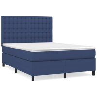 vidaXL Boxspringbett mit Matratze Blau 140x200 cm Stoff