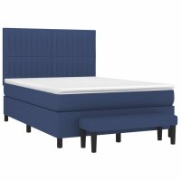 vidaXL Boxspringbett mit Matratze Blau 140x200 cm Stoff