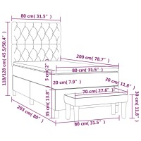 vidaXL Boxspringbett mit Matratze Hellgrau 80x200 cm Stoff