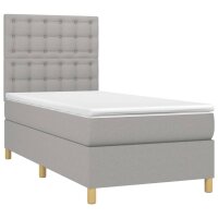 vidaXL Boxspringbett mit Matratze Hellgrau 80x200 cm Stoff