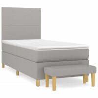 vidaXL Boxspringbett mit Matratze Hellgrau 80x200 cm Stoff