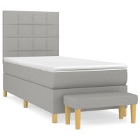 vidaXL Boxspringbett mit Matratze Hellgrau 80x200 cm Stoff