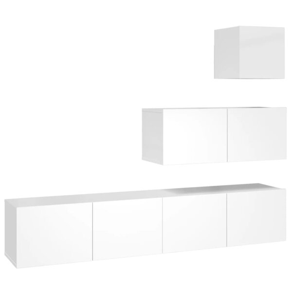 vidaXL 4-tlg. TV-Schrank-Set Hochglanz-Wei&szlig; Holzwerkstoff